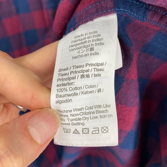 J. Crew Casual Blue and Red Button Down Slim Fit Flannel Shirt size XL - Picture 3 of 4